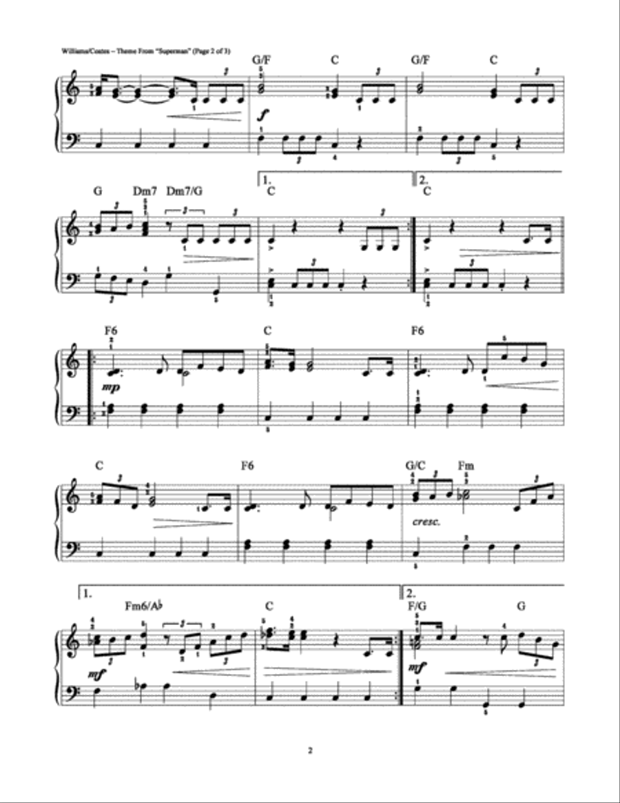 Theme From Superman Easy Piano scores gallery preview page 2