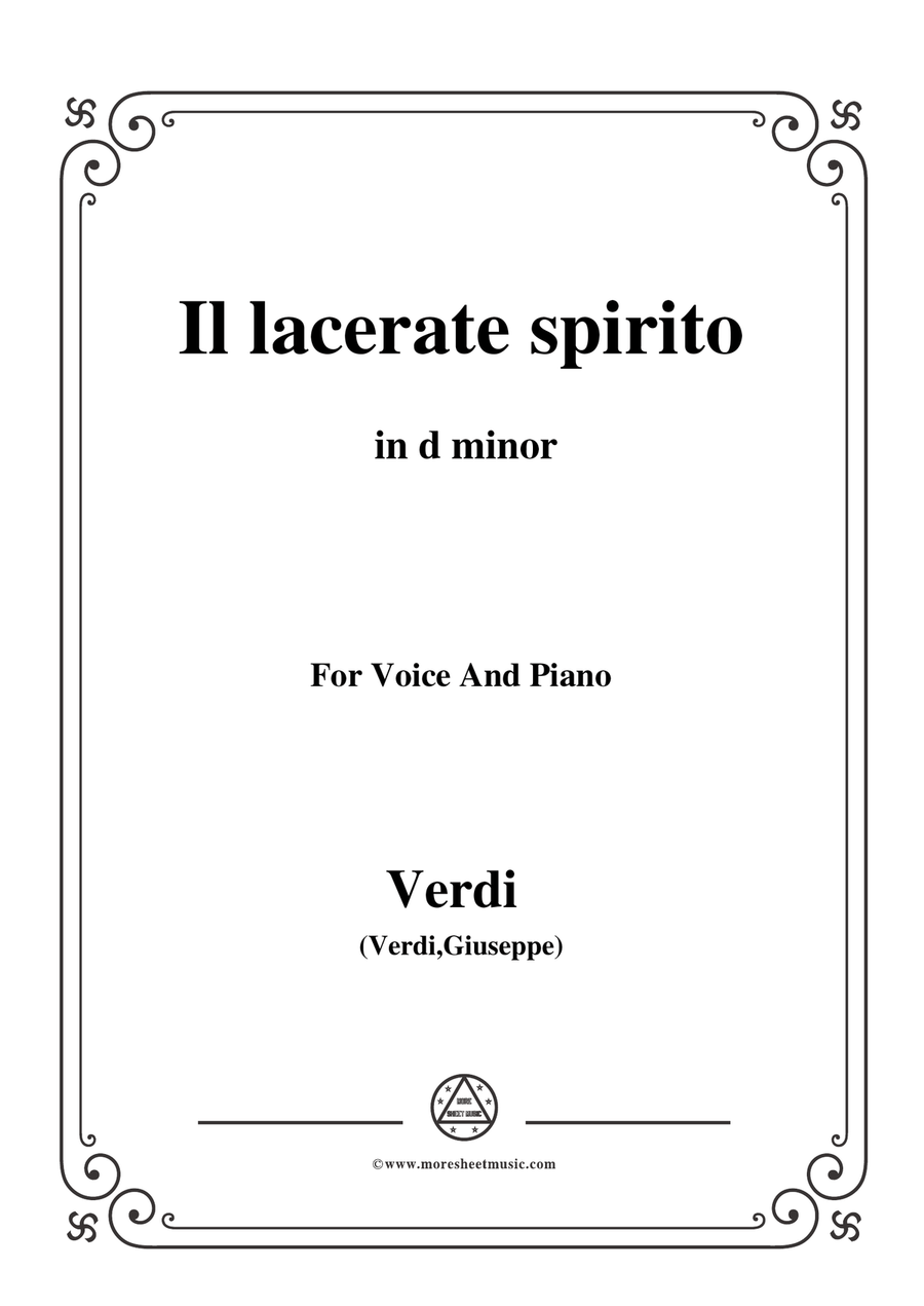 Verdi-Il lacerate spirito(A te l'estremo addio) in d minor, for Voice and Piano Piano, Vocal scores gallery preview page 1