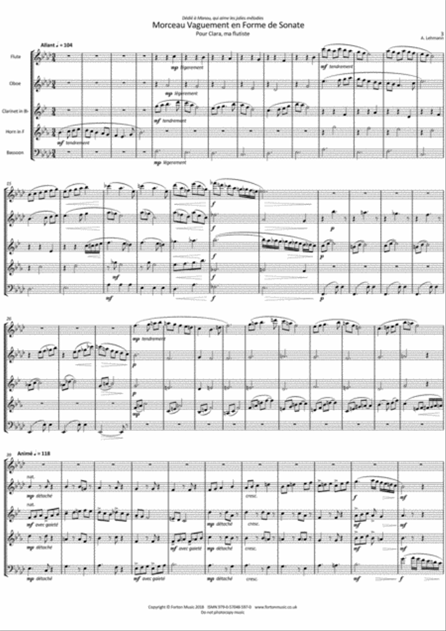 Morceau Vaguement en Forme de Sonate Woodwind Quintet scores gallery preview page 2