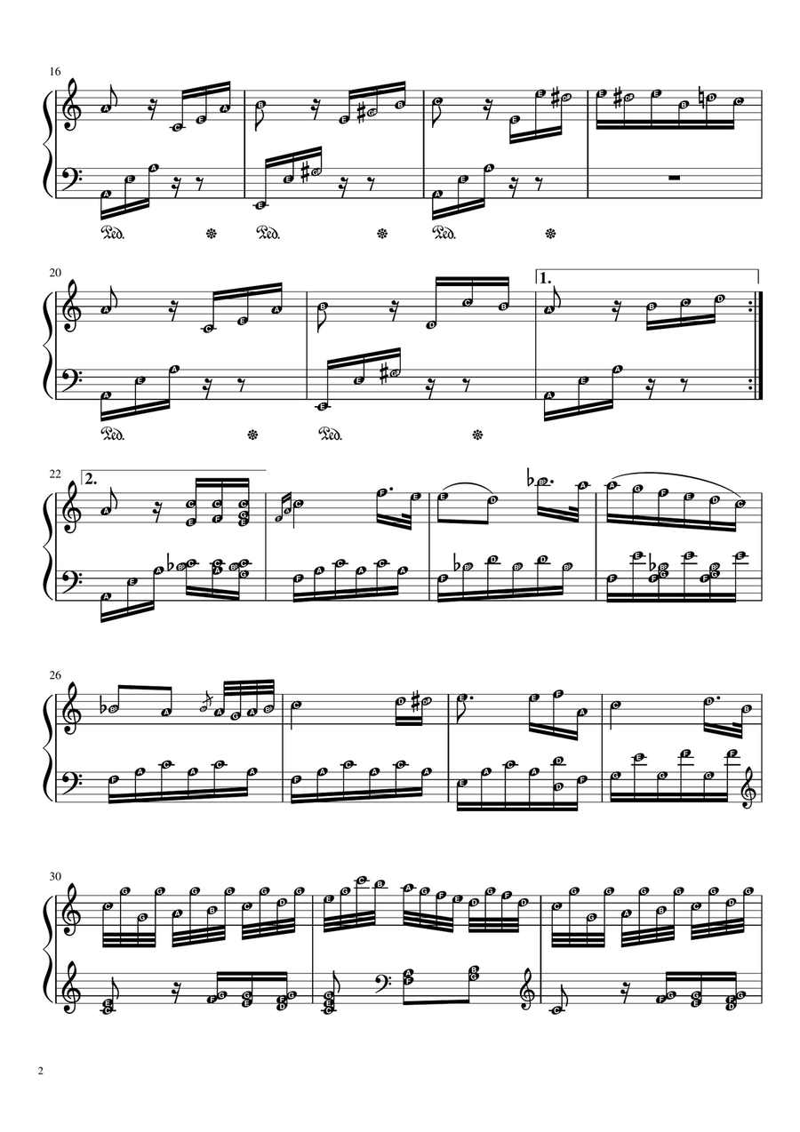 FUR ELISE (Beethoven Original) Piano Solo Classical Grade 4 - 5 with note names Piano Solo scores gallery preview page 2