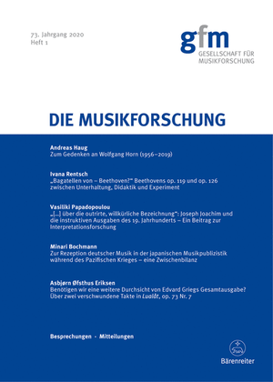Die Musikforschung, Heft 1/2020