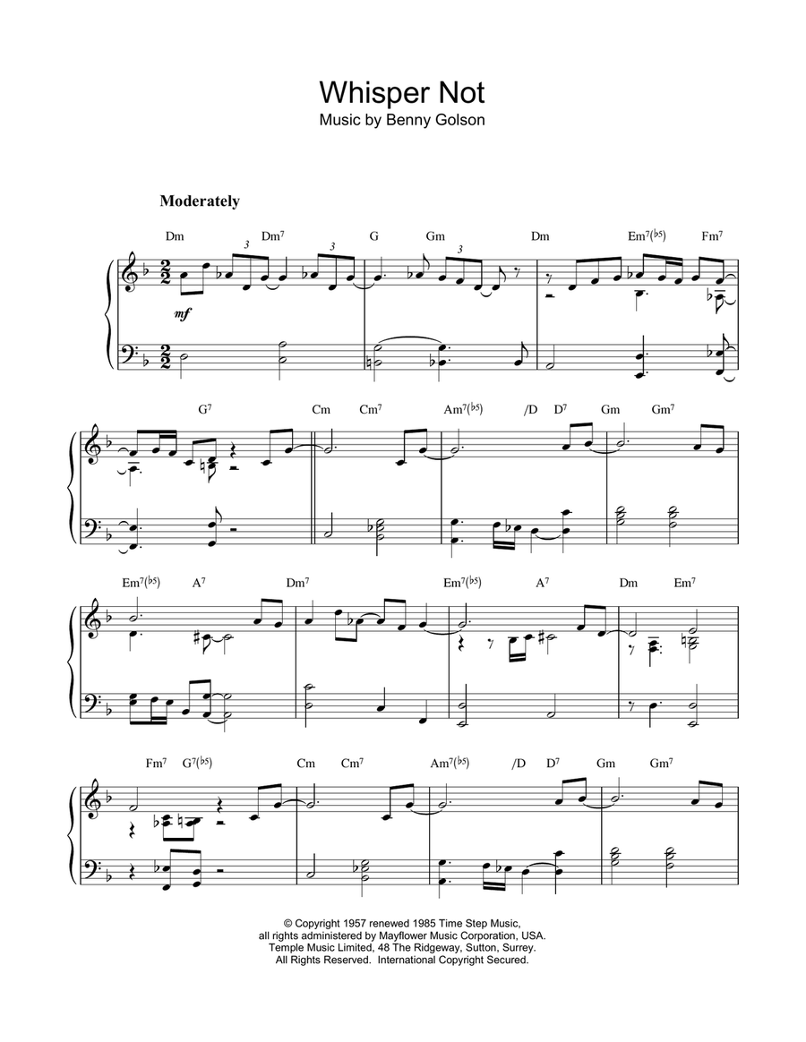 Whisper Not Piano Solo scores gallery preview page 1