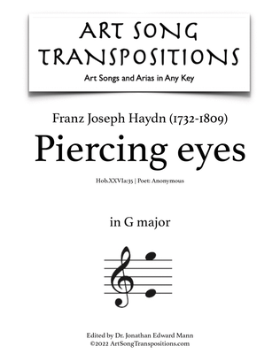 Book cover for HAYDN: Piercing eyes (transposed to G major)