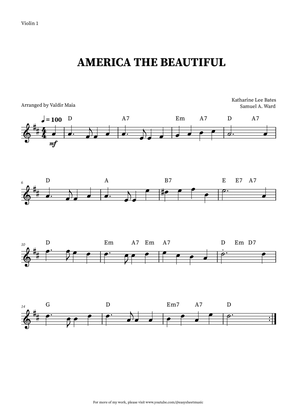 Book cover for America The Beautiful - Violin Solo (+ CHORDS)