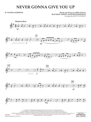Book cover for Never Gonna Give You Up (arr. Matt Conaway) - Bb Tenor Saxophone