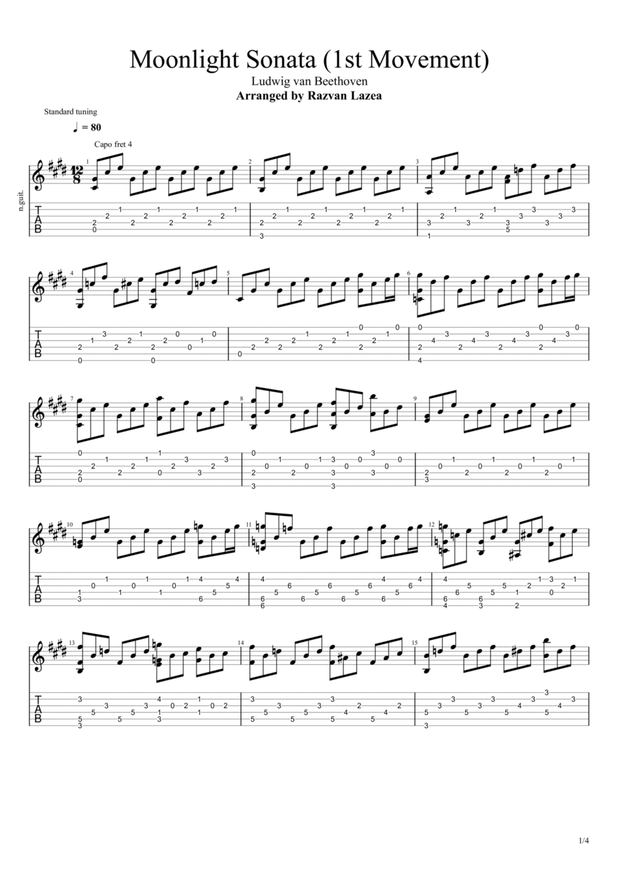 Moonlight sonata classical guitar hot sale