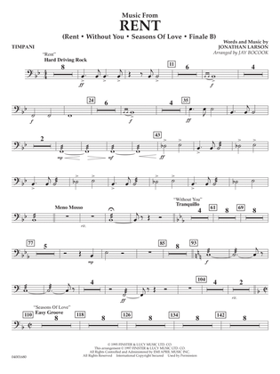 Book cover for Music from Rent (arr. Jay Bocook) - Timpani