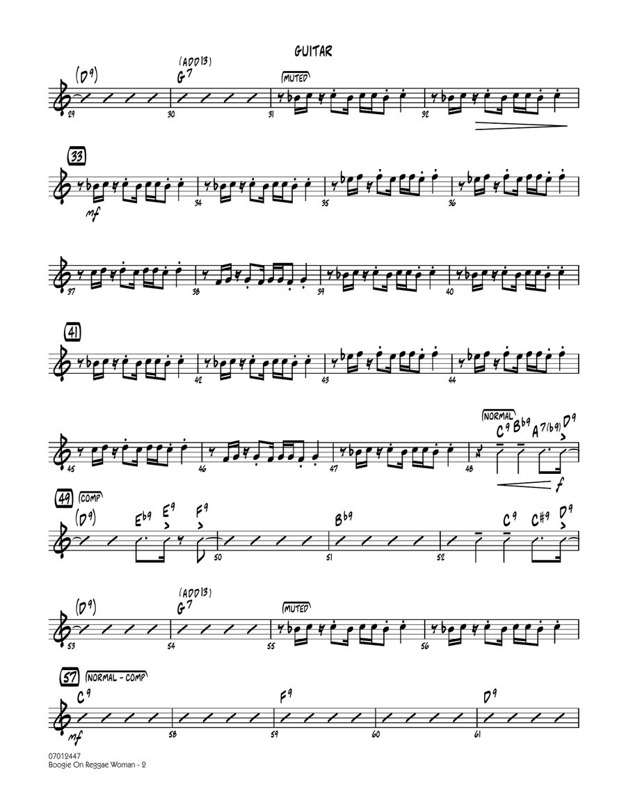 Boogie On Reggae Woman - Guitar Jazz Ensemble scores gallery preview page 2