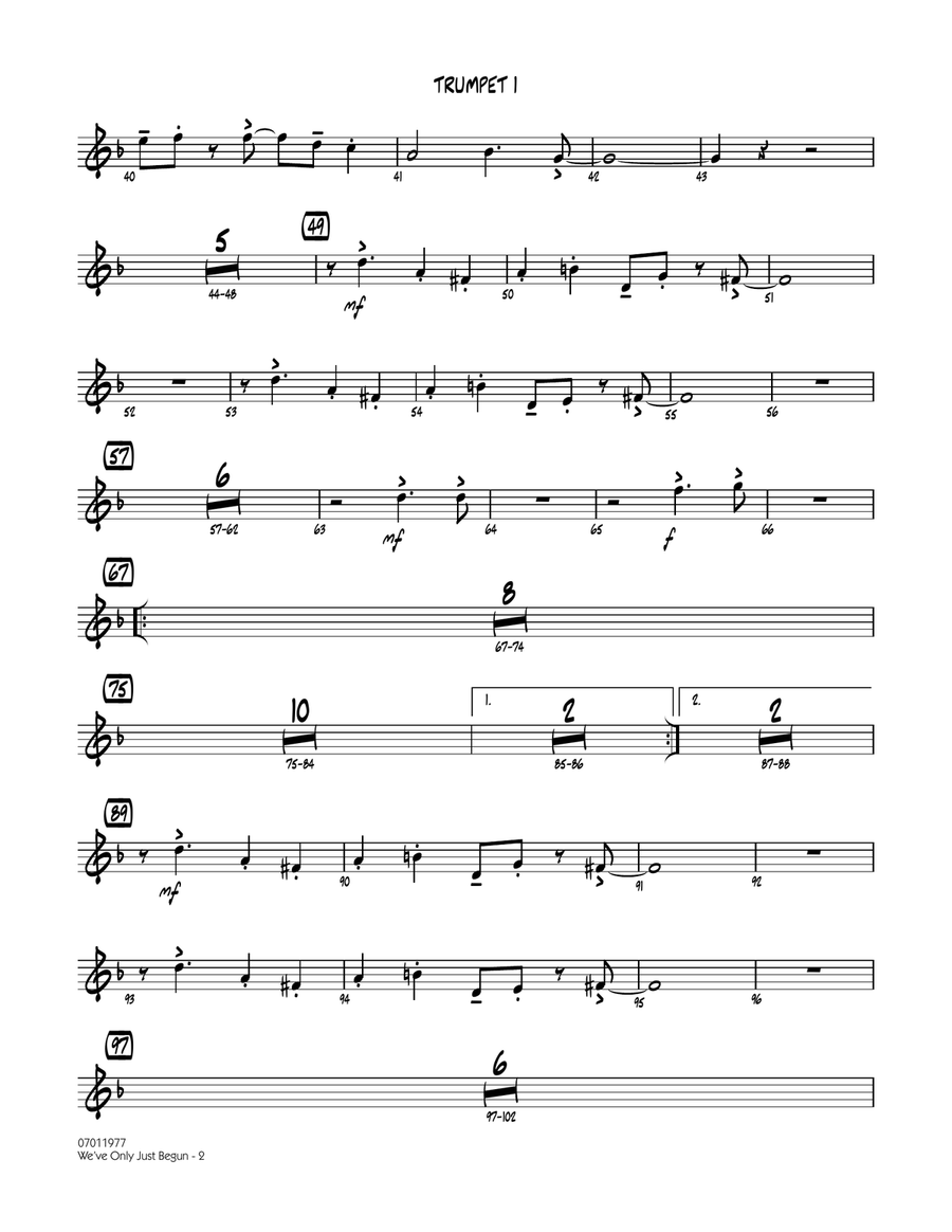 We've Only Just Begun - Trumpet 1 Jazz Ensemble scores gallery preview page 2