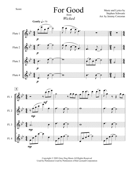 For Good for Flute Quartet image number null