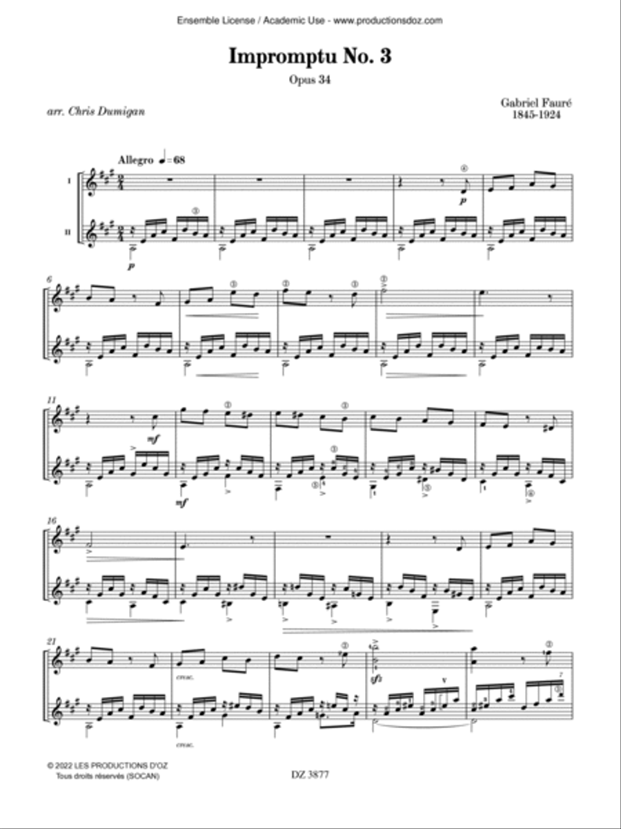 Impromptu, No. 3, op. 34 / Barcarolle, No. 1, op. 26 Classical Guitar scores gallery preview page 3