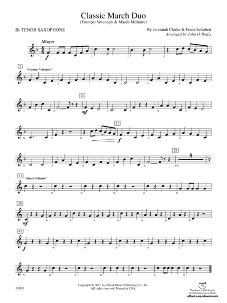 Classic March Duo: B-flat Tenor Saxophone Concert Band scores gallery preview page 1