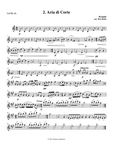 Respighi 1931 P172 Ancient Airs & Dances Suite III 2 Arie Di Corte Besardo for Clarinet Quartet