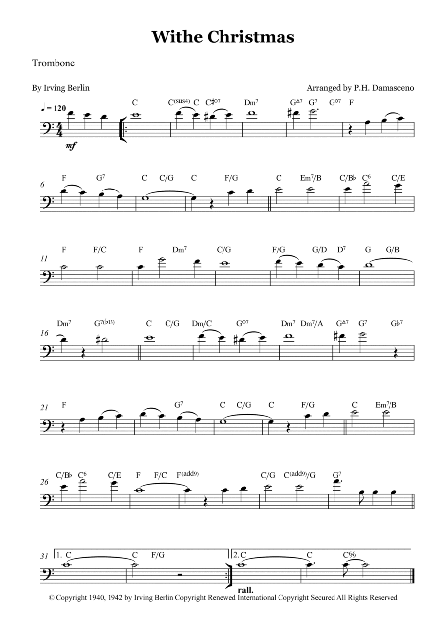 White Christmas Trombone Solo scores gallery preview page 1