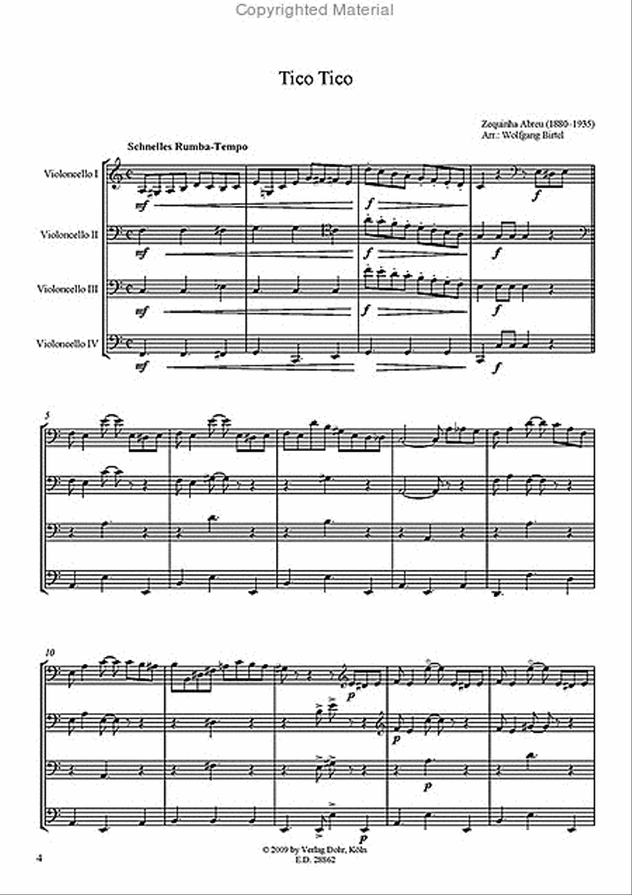 Tico Tico -Rumba- (für vier Violoncelli) Cello scores gallery preview page 2