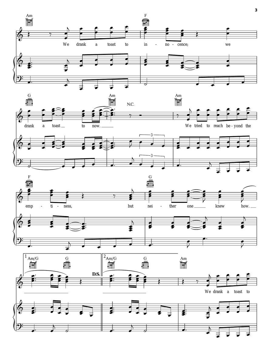 Same Old Lang Syne Piano, Vocal, Guitar scores gallery preview page 3