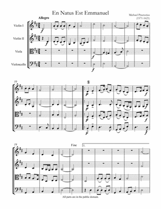 En natus est Emmanuel (Latin Christmas carol) - easy string quartet