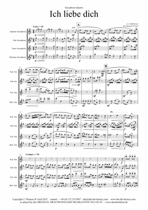 Ich liebe dich - Beethoven goes Polka - Saxophone Quartet SATB