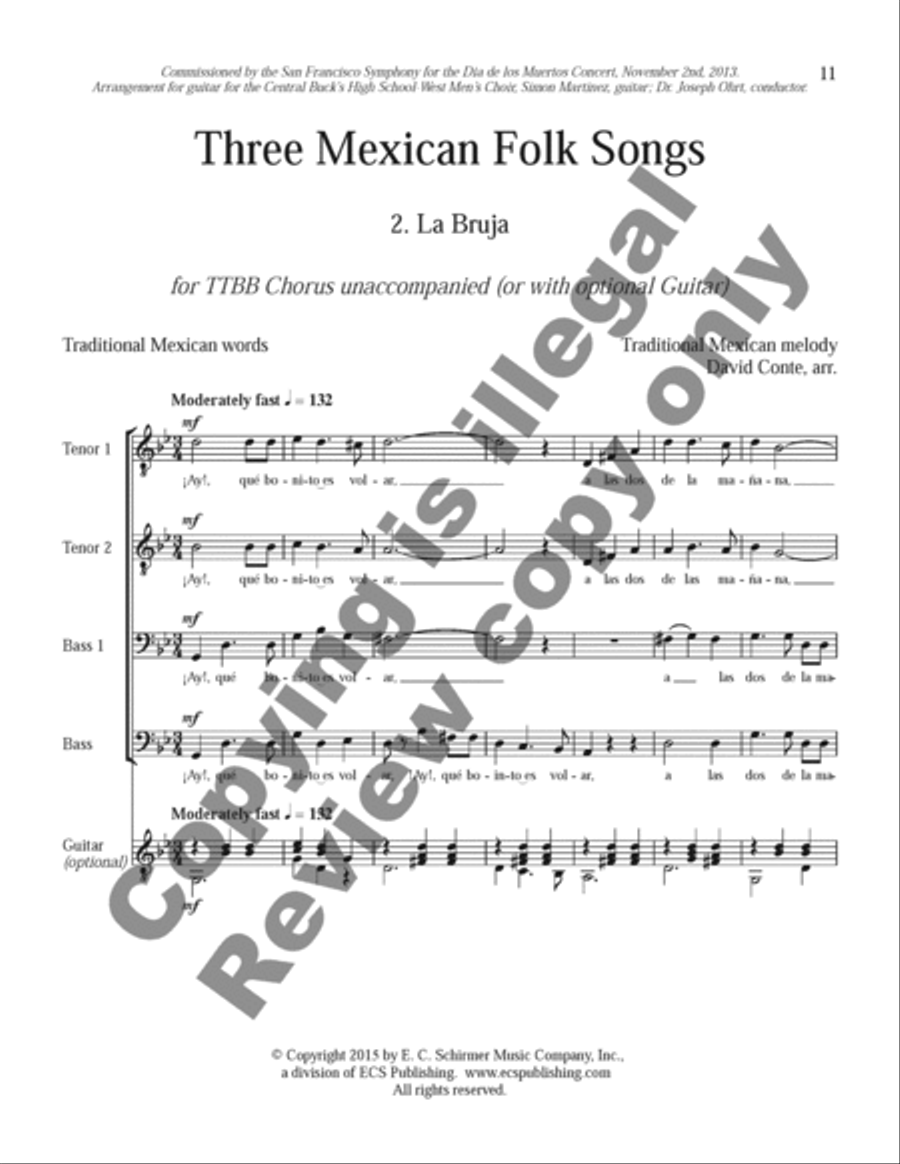 Three Mexican Folk Songs (TTBB Full Score) TTBB scores gallery preview page 6