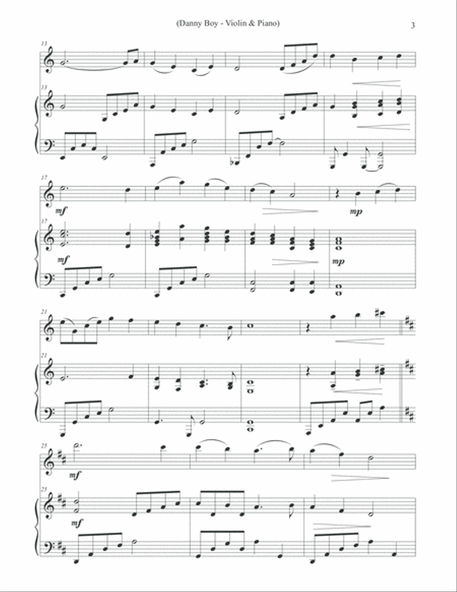 Danny Boy (Londonderry Air) VIOLIN Violin Solo scores gallery preview page 3