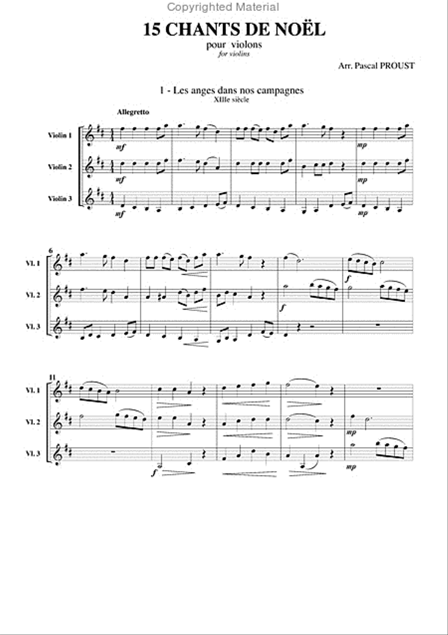 Chants de Noël (15), pour violon Violin scores gallery preview page 2