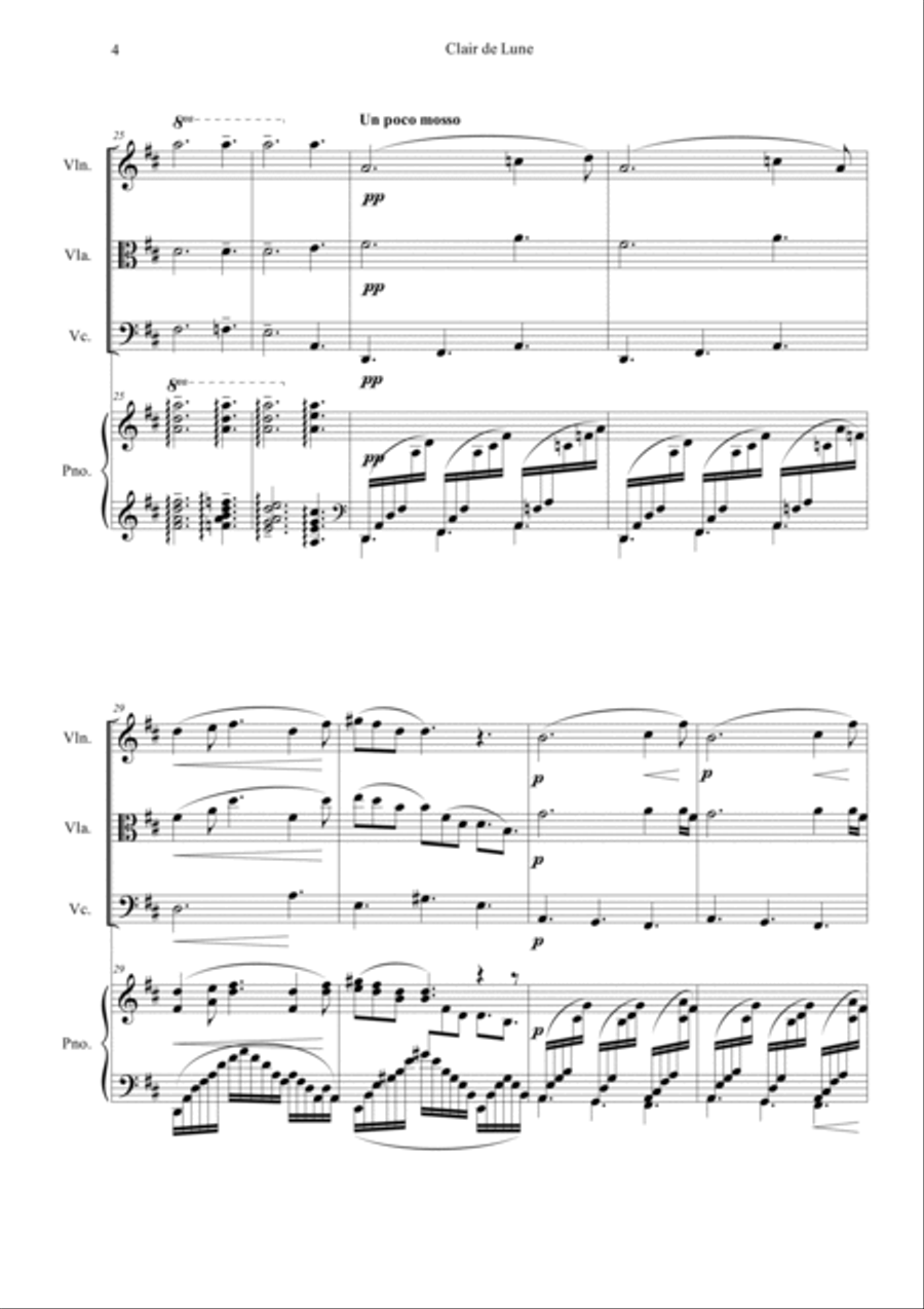 Clair de Lune in D Piano Quartet scores gallery preview page 4