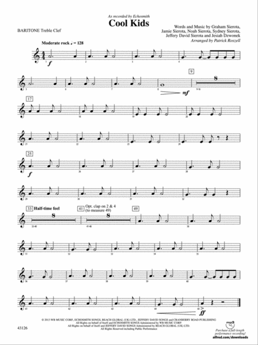 Cool Kids: Baritone T.C. Cool Kids: Baritone T.C. Concert Band scores gallery preview page 1