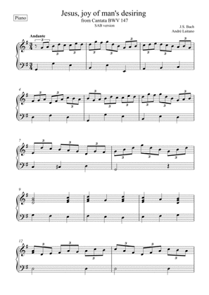 Johann Sebastian Bach - Jesus, joy of man's desiring (Easy Piano Solo)