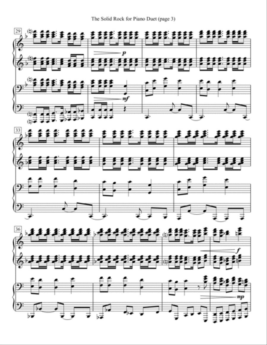 The Solid Rock for Piano Duet 1 Piano, 4-Hands scores gallery preview page 3