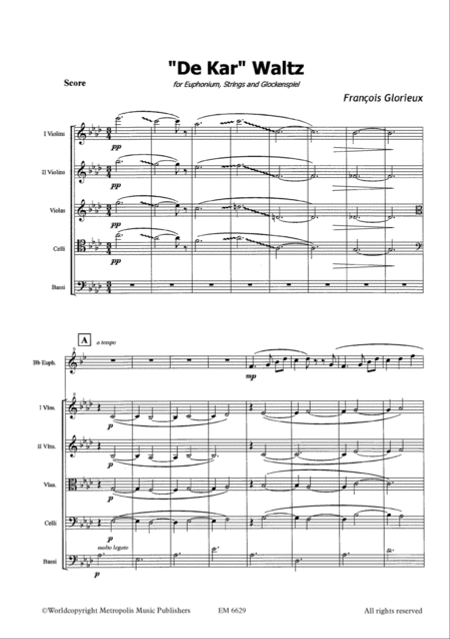 De Kar Waltz for Solo Euphonium and String Orchestra String Orchestra scores gallery preview page 2