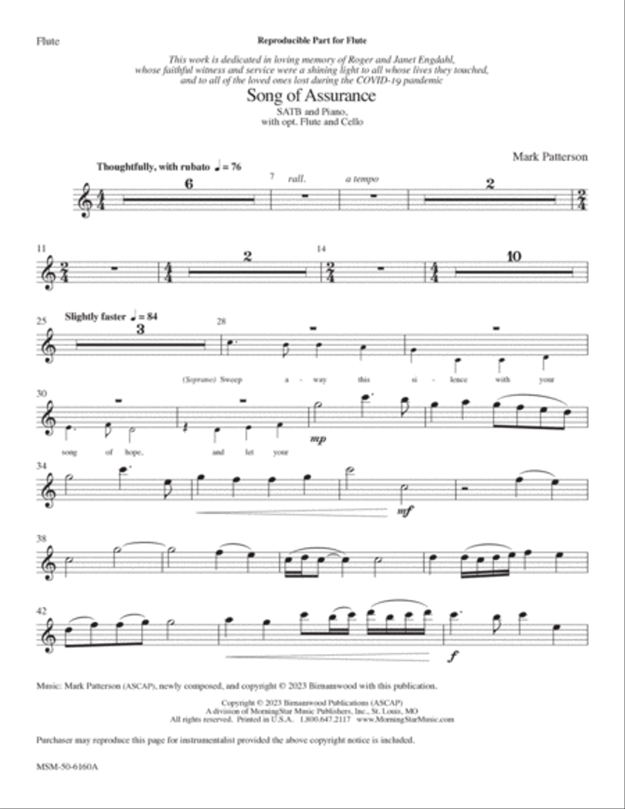 Song of Assurance (Downloadable Flute & Cello Parts) Choir scores gallery preview page 2