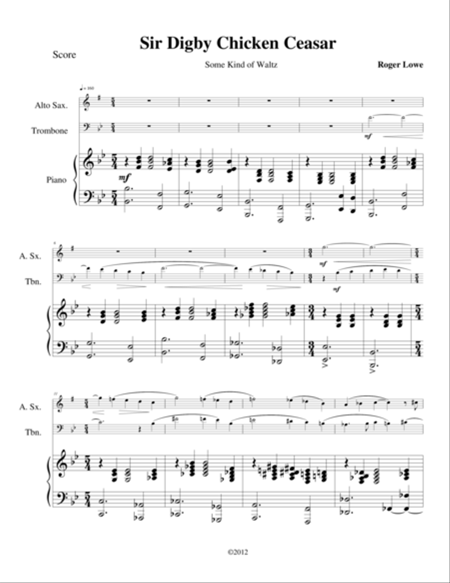 Sir Digby Chicken Caesar: some kind of waltz Small Ensemble scores gallery preview page 1