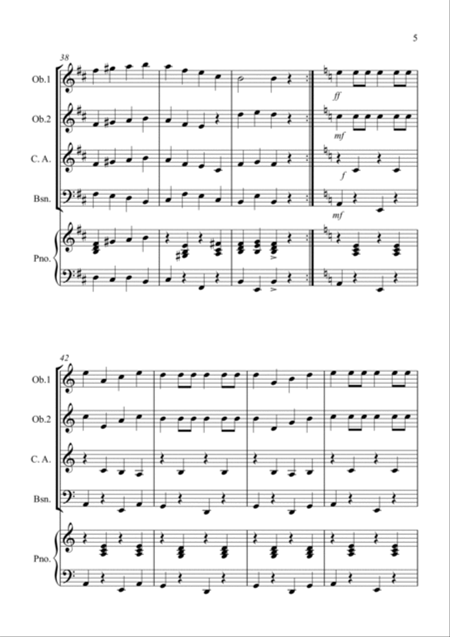 Drunken Sailor for Double Reed Quartet Woodwind Trio scores gallery preview page 5