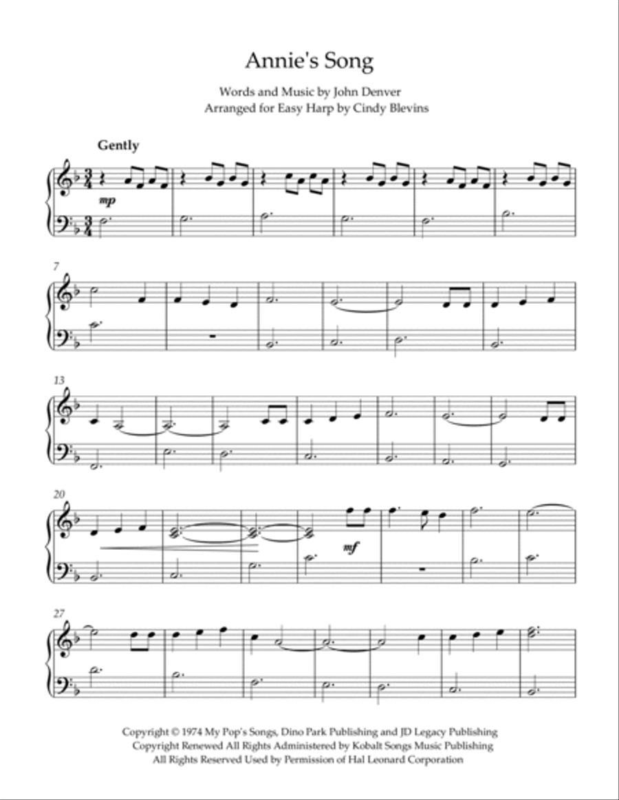 Annie's Song Annie's Song Harp scores gallery preview page 2