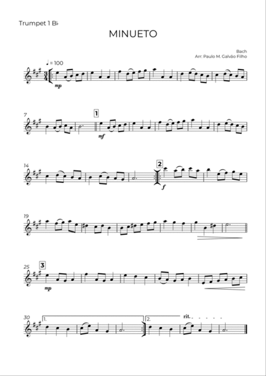 MINUETO - BACH - TRUMPET TRIO Trumpet Trio scores gallery preview page 5