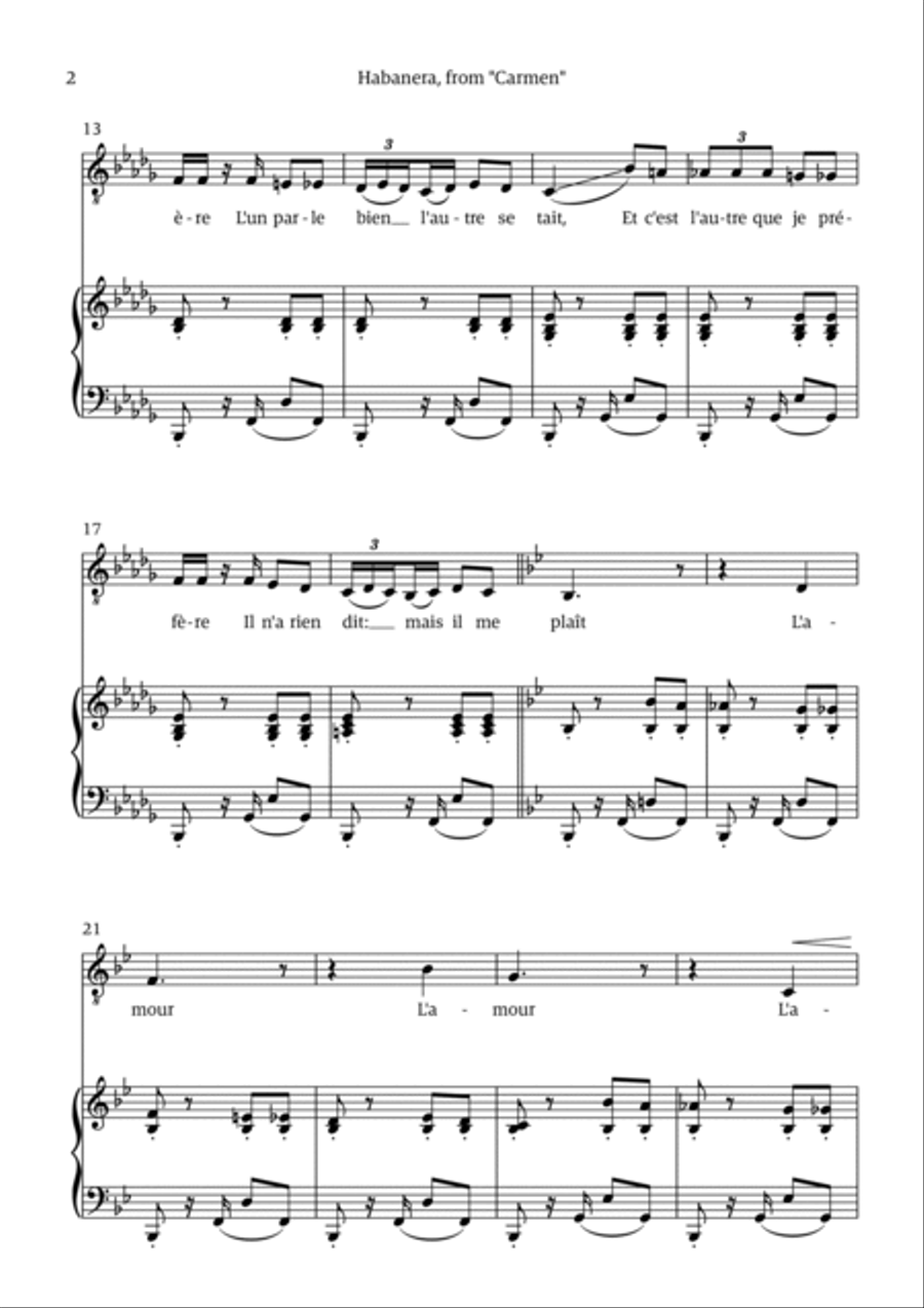 Habanera (for tenor - Bb minor/major) Chamber Music scores gallery preview page 2