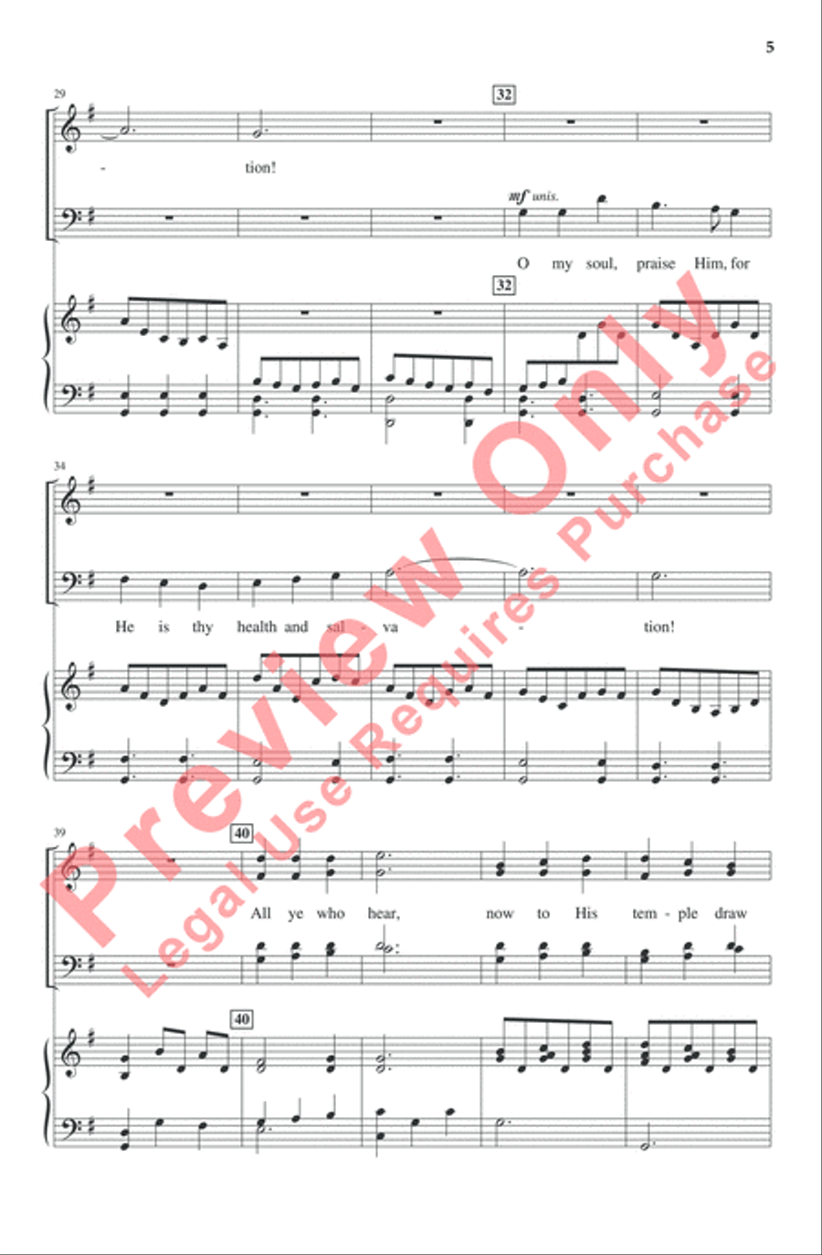 Praise to the Lord, the Almighty 4-Part scores gallery preview page 5