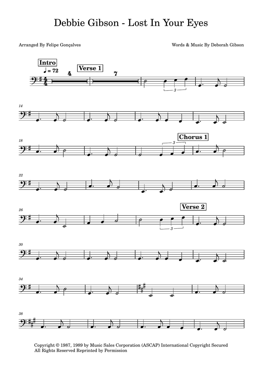 Lost In Your Eyes Bass Guitar scores gallery preview page 1