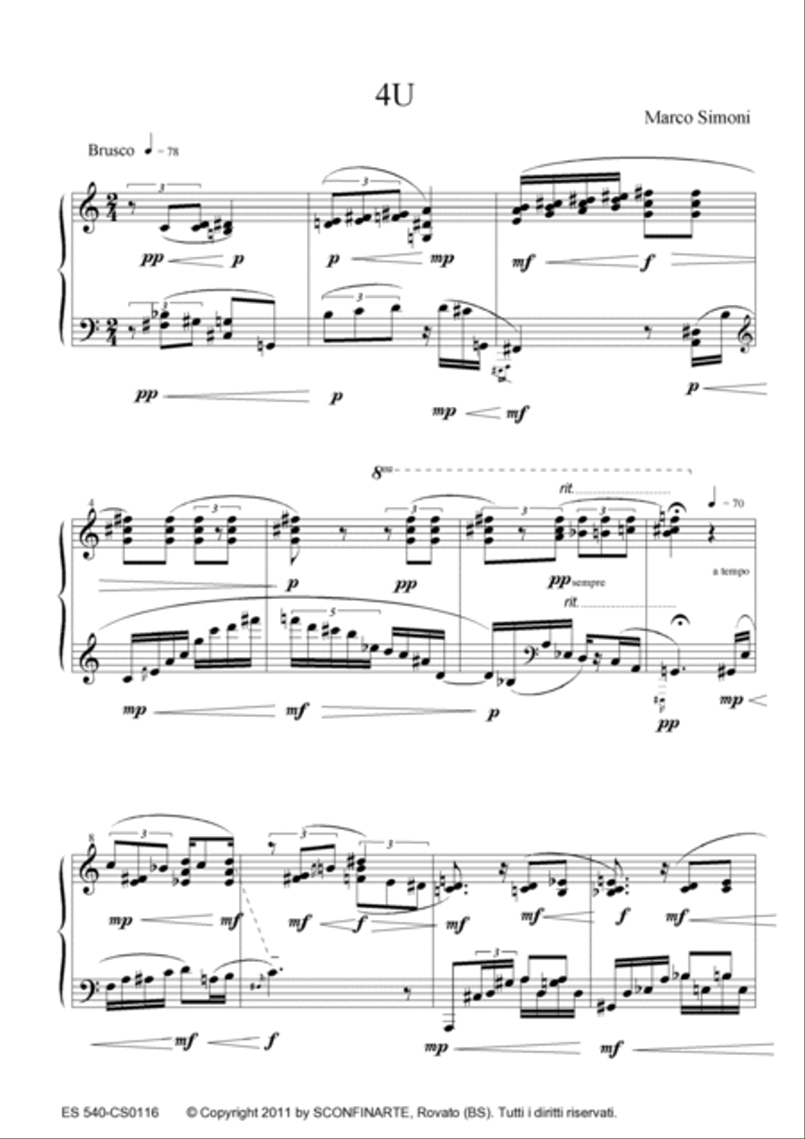 Marco Simoni: 4U (ES 540) Piano Solo scores gallery preview page 5