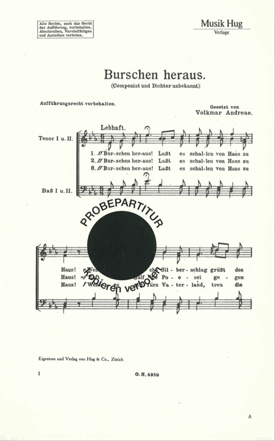 Burschen heraus Men's Choir scores gallery preview page 1