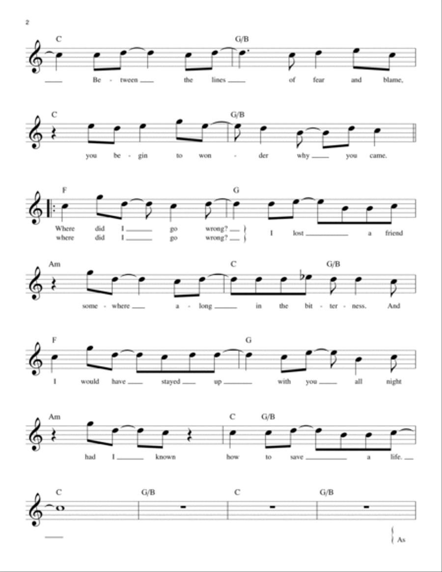 How To Save A Life How To Save A Life Piano scores gallery preview page 2