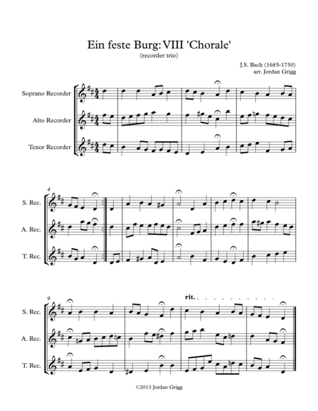 Ein feste Burg VIII 'Chorale' (recorder trio) image number null