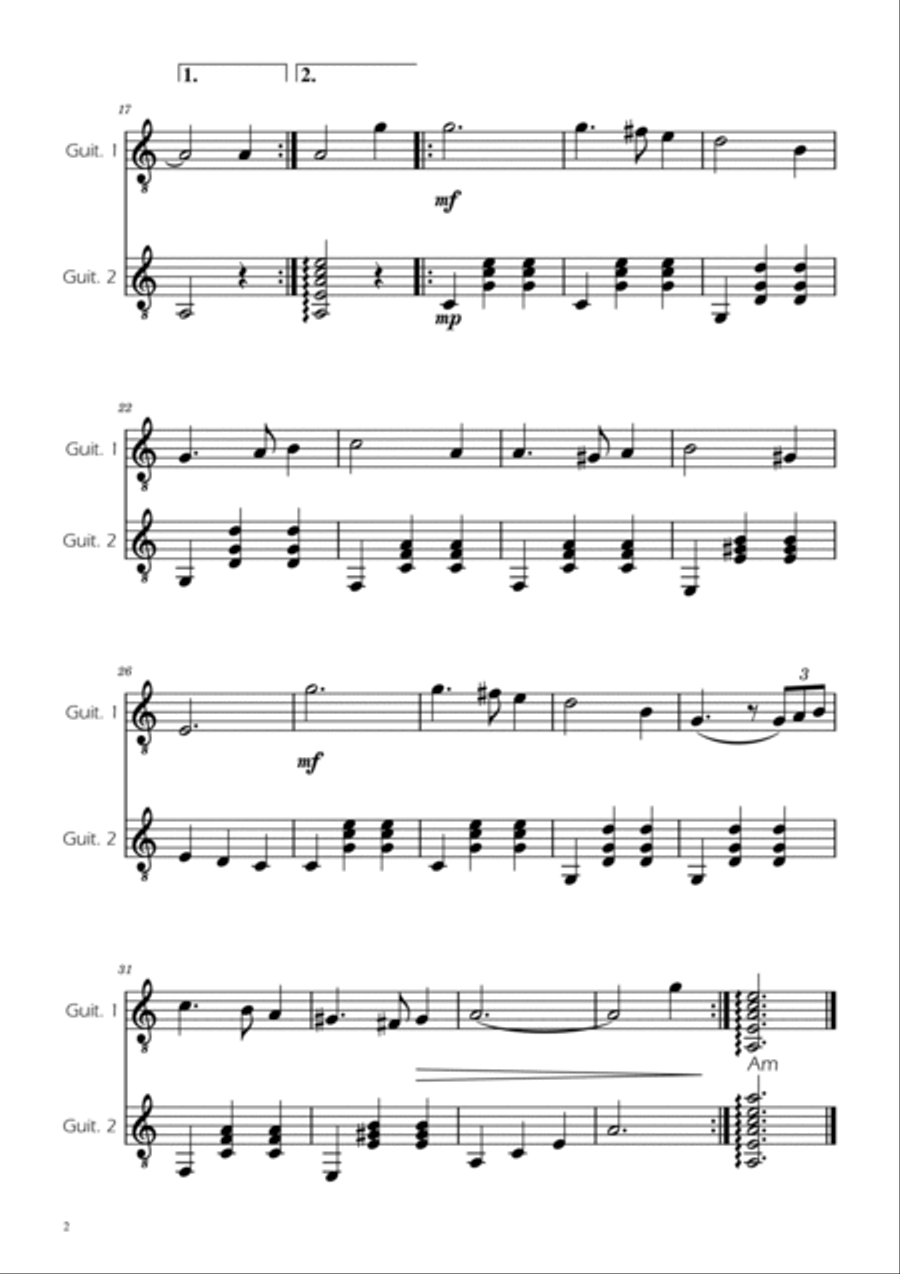 Greensleeves - Guitar Duet TABs Acoustic Guitar scores gallery preview page 2
