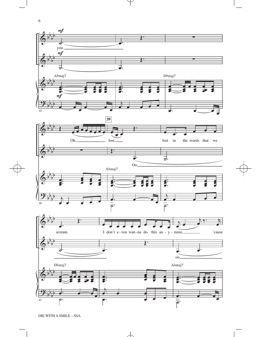 Die With A Smile (arr. Mark Brymer) SSA scores gallery preview page 5