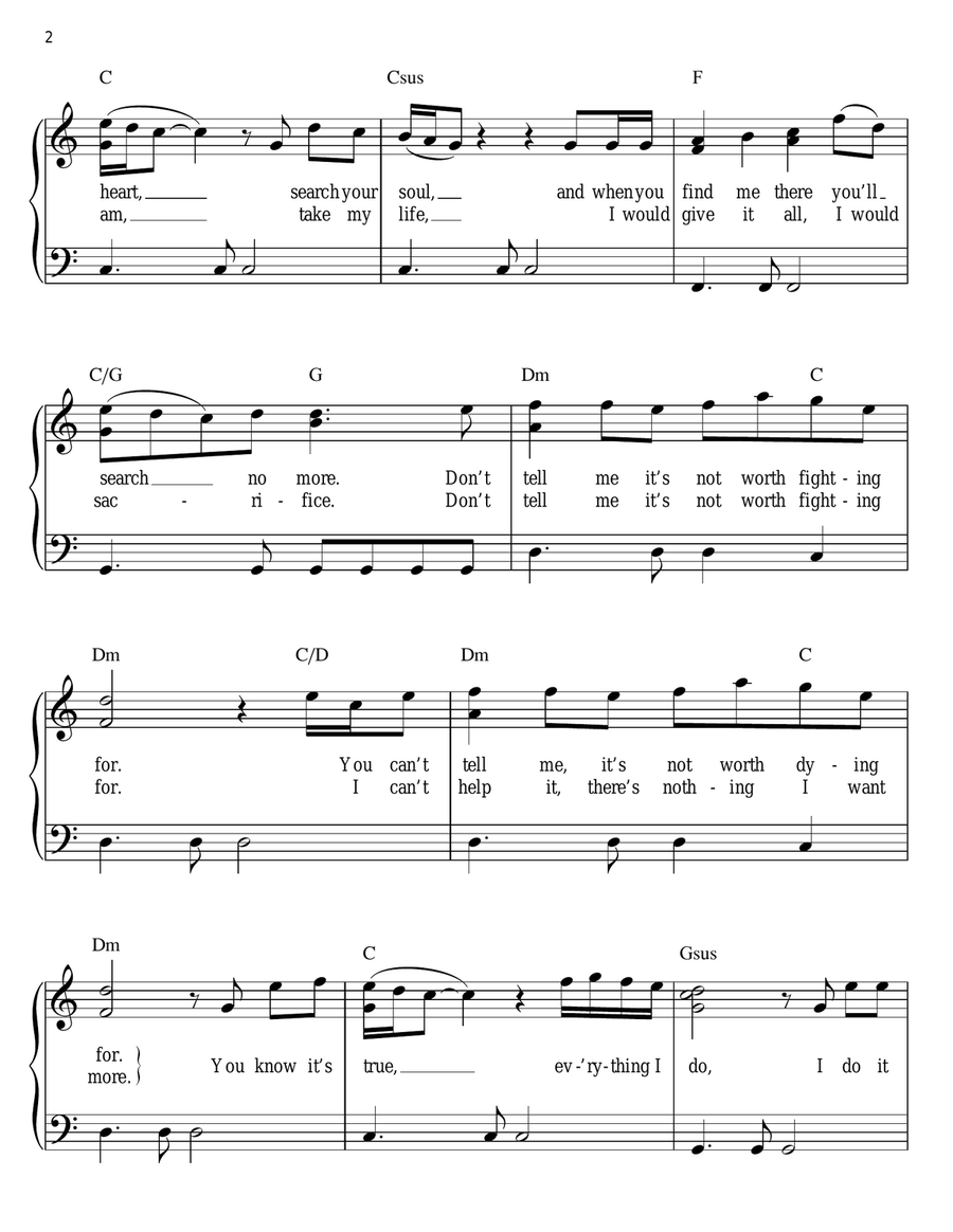 (Everything I Do) I Do It For You Easy Piano scores gallery preview page 2