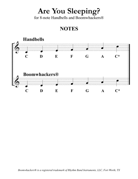 “Are You Sleeping?” for 8-note Bells and Boomwhackers® (with Black and White Notes) image number null