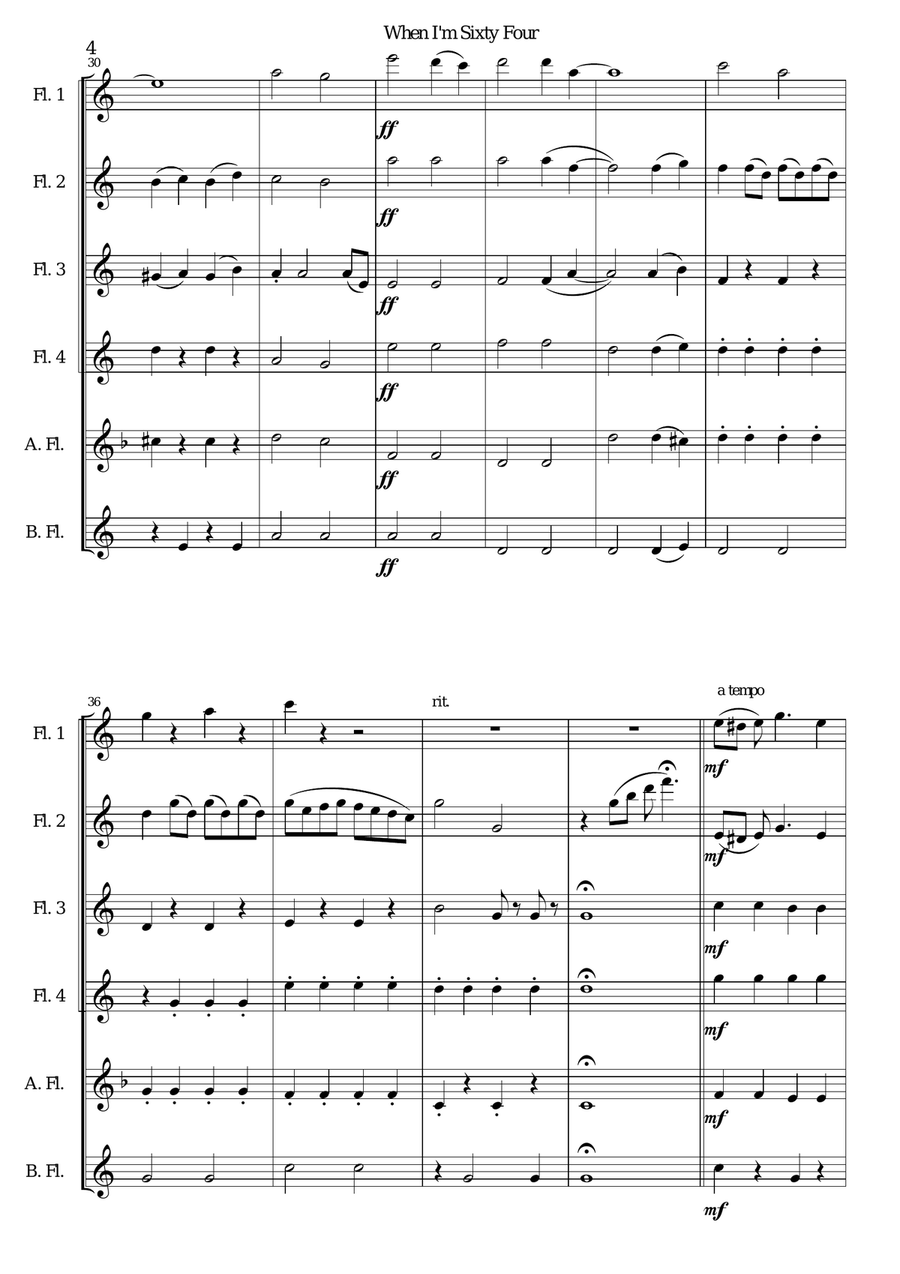 When I'm Sixty-Four Woodwind Ensemble scores gallery preview page 4