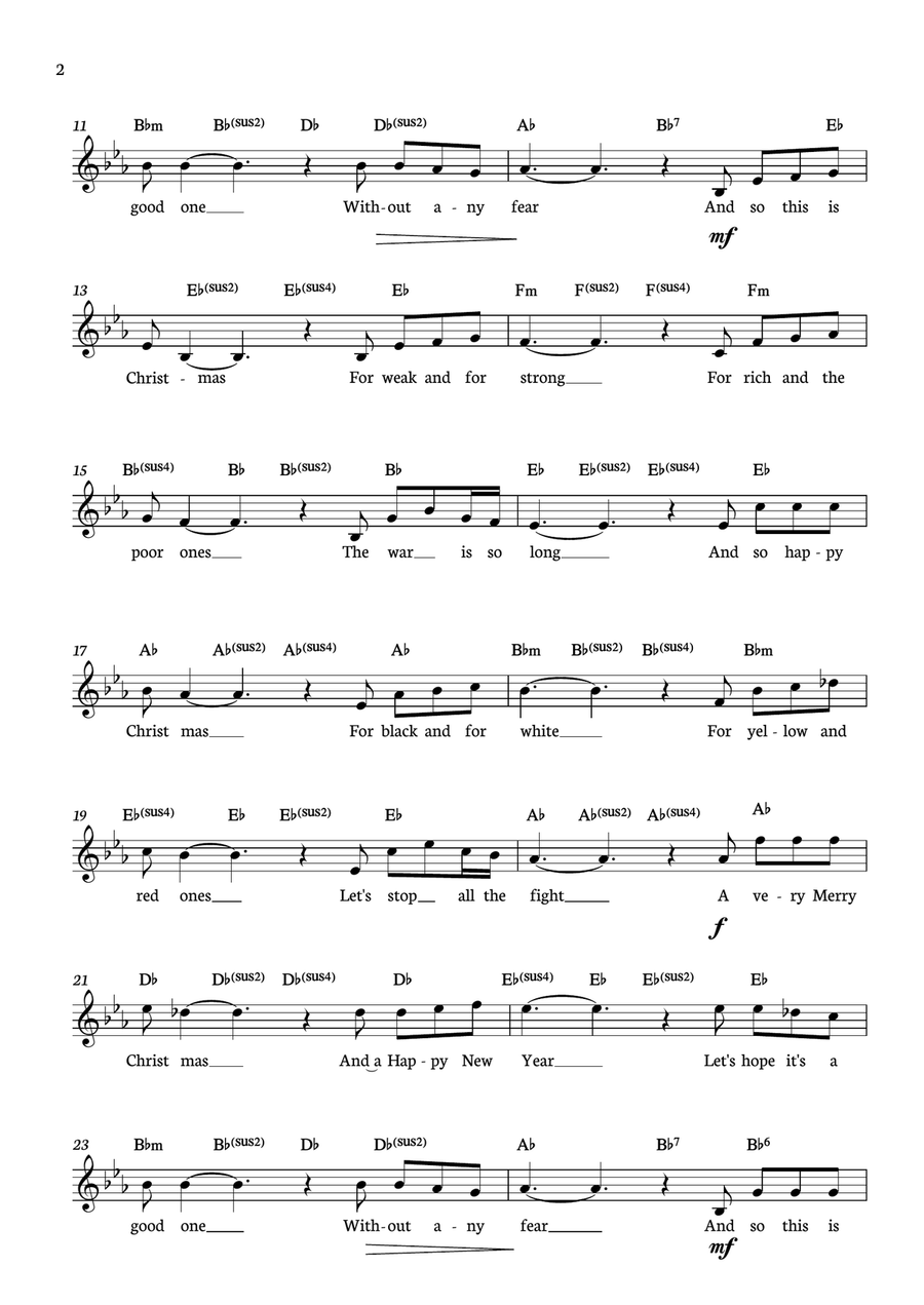 Happy Xmas (war Is Over) Acoustic Guitar scores gallery preview page 2
