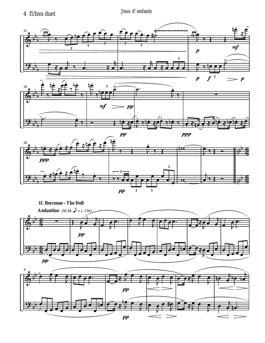 Bizet - Children's Games for Flute and Bassoon Duet Woodwind Duet scores gallery preview page 6