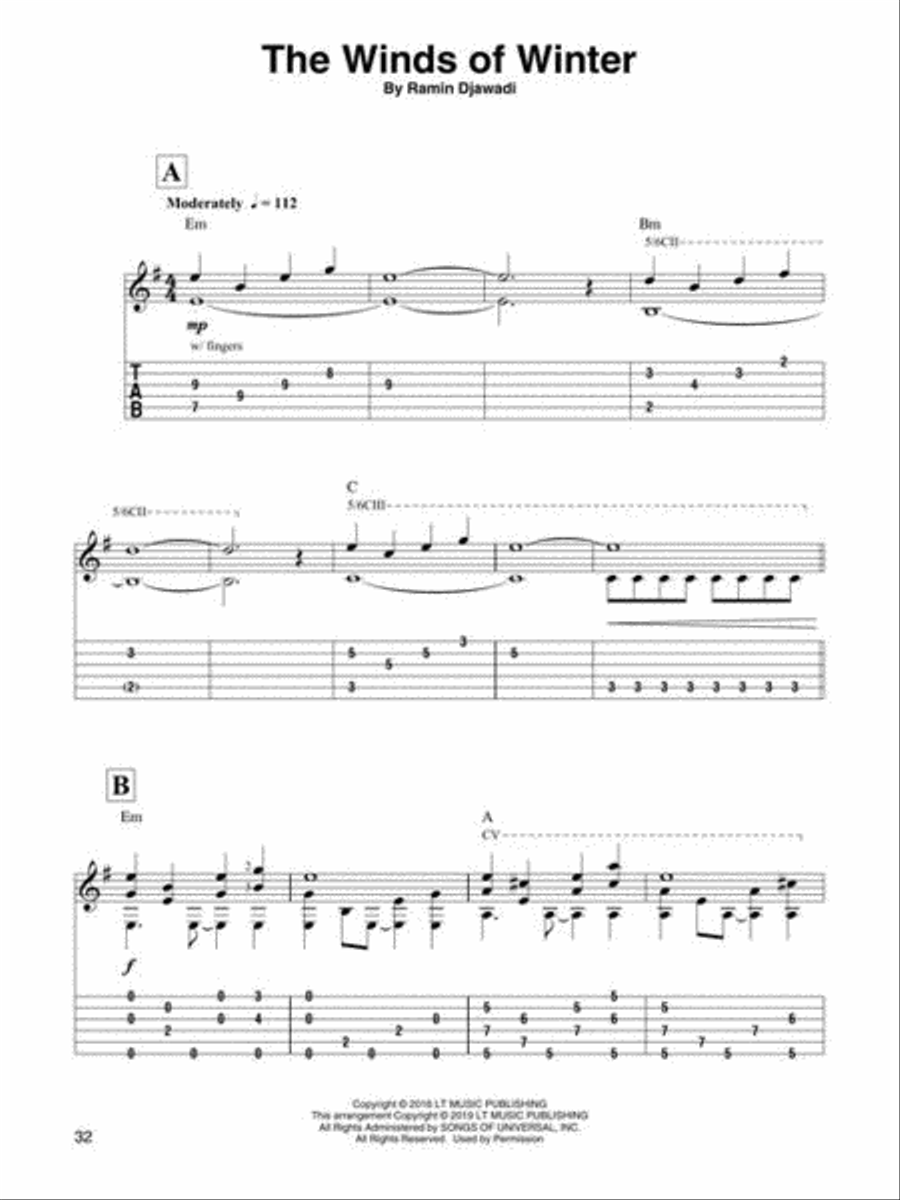 Game of Thrones Guitar Tablature scores gallery preview page 5